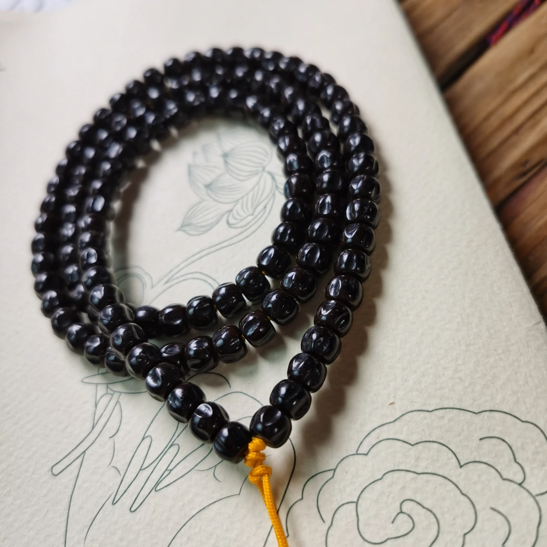 椰蒂雕刻百香籽108脖挂念珠手持文玩多圈手串