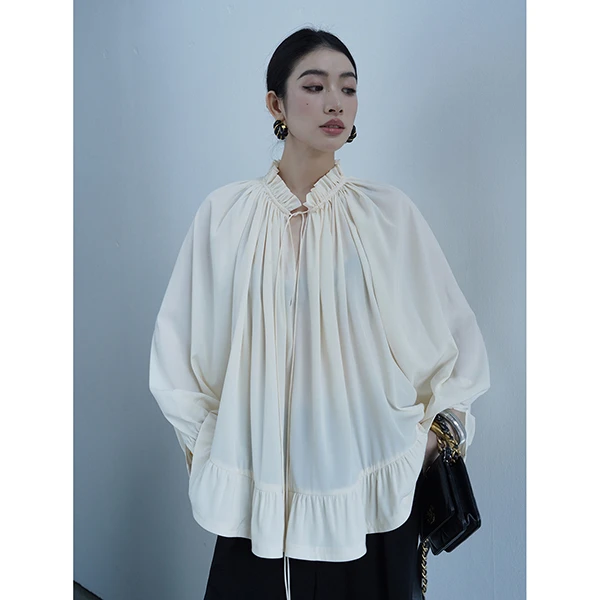 蒋蒋cheeze法式温柔风轻薄长袖雪纺衫垂感法式复古小衫J23C6102R