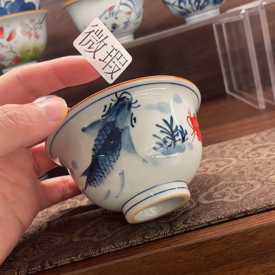 釉下手绘茶具微瑕
