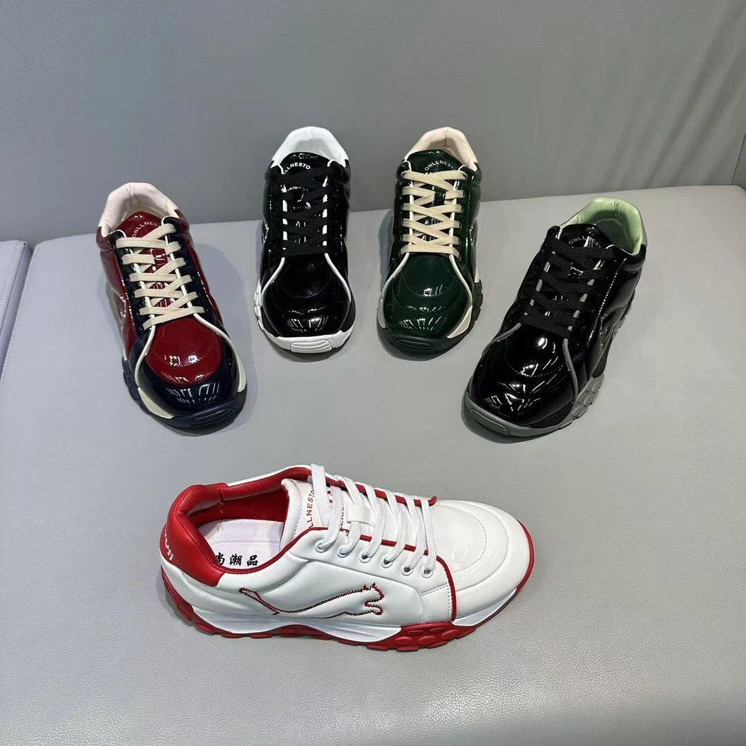 【标准码】早春新款单鞋皮面轻便百搭拼接舒适男士时尚休闲潮鞋时髦