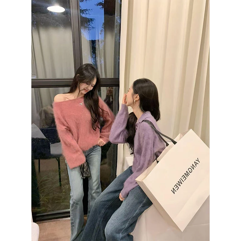 秋冬季新款修身显瘦百搭时尚韩系设计感上衣休闲简约直筒长裤套装