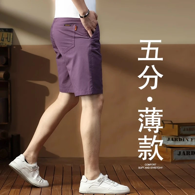 Leekody香港夏季薄款紫色休闲短裤男2025年新款百搭高端五分裤子