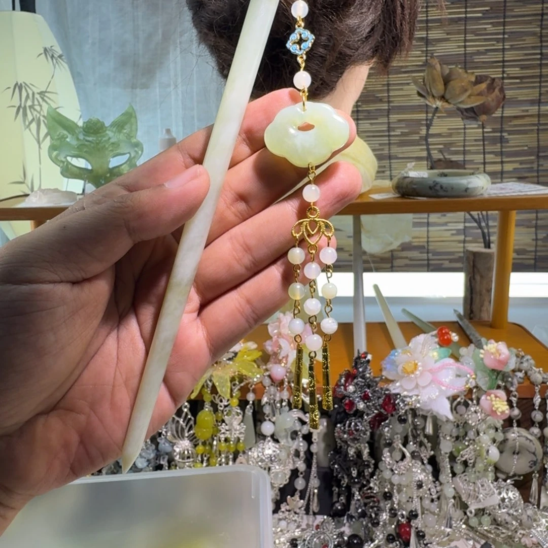 蛇纹石玉合金发饰