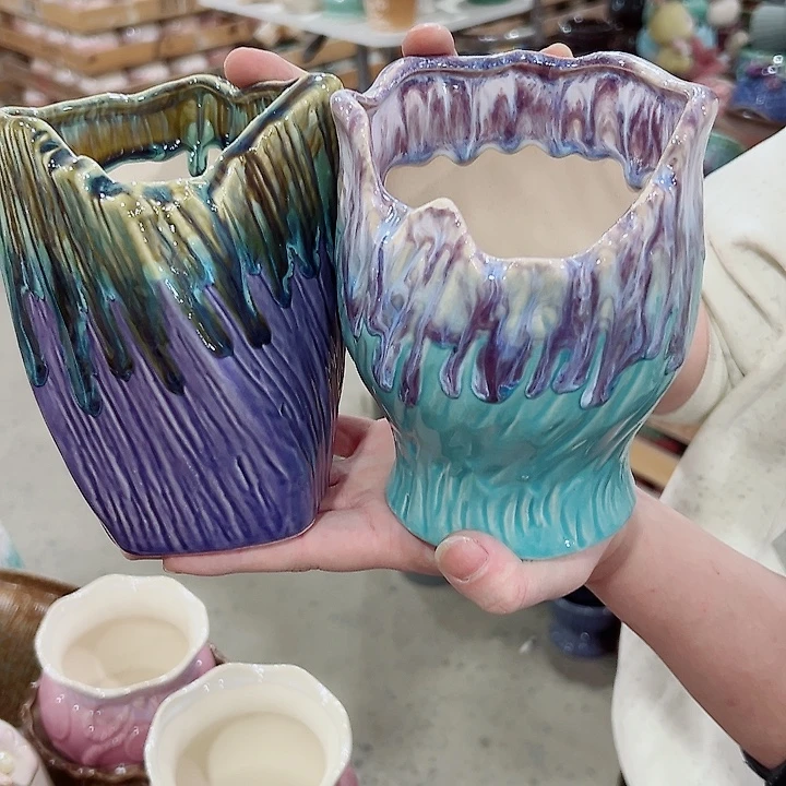 有孔.凑满10元发货多肉陶瓷花盆！