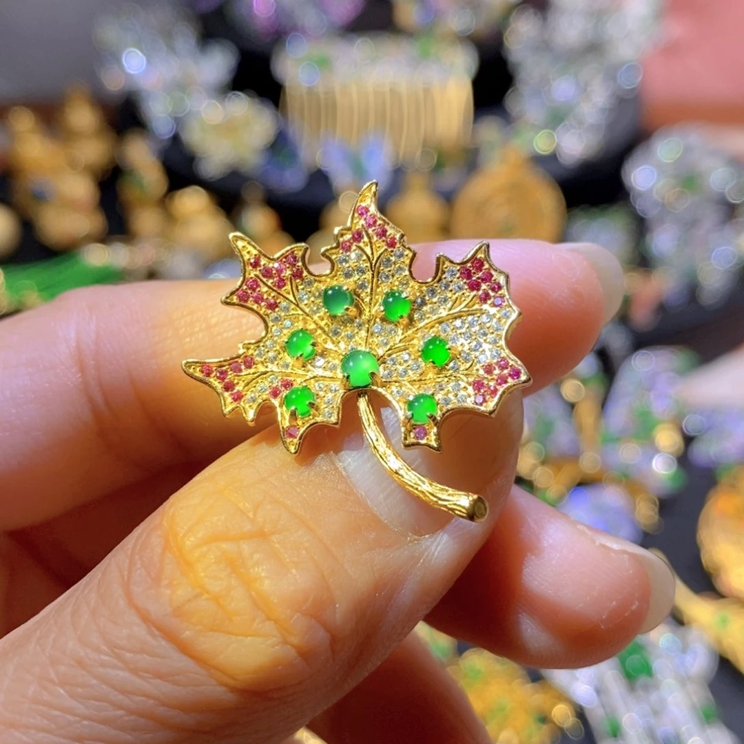 吊坠(不含链)银S925镶嵌翡翠