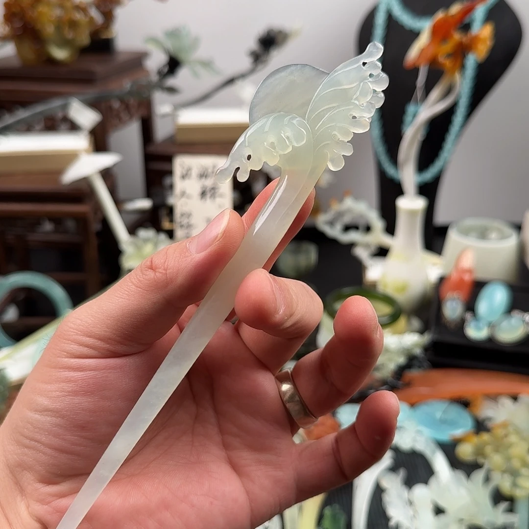 蛇纹石玉未镶嵌发饰