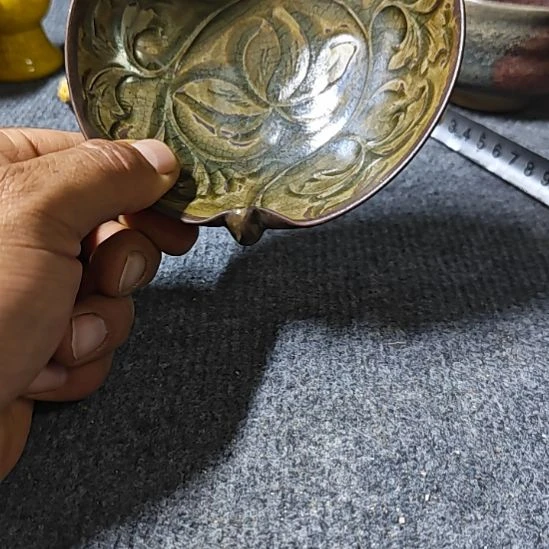 大***刚耀州瓷桃洗捡漏大捡