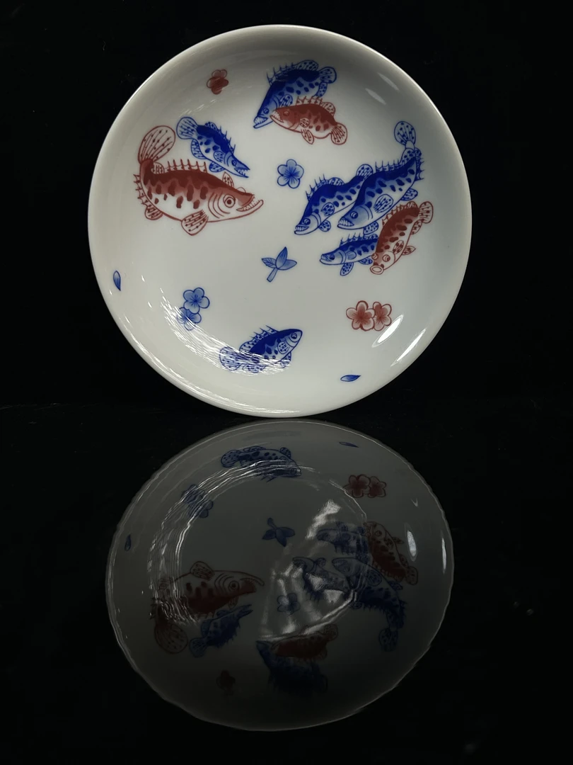 復见  预售  青花鳜鱼釉里红瓷盘  JL211
