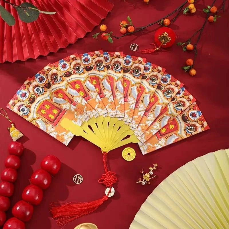 折扇新年红包袋2025折叠卡位惊喜仪式利是封喜庆过年扇子创意FQH