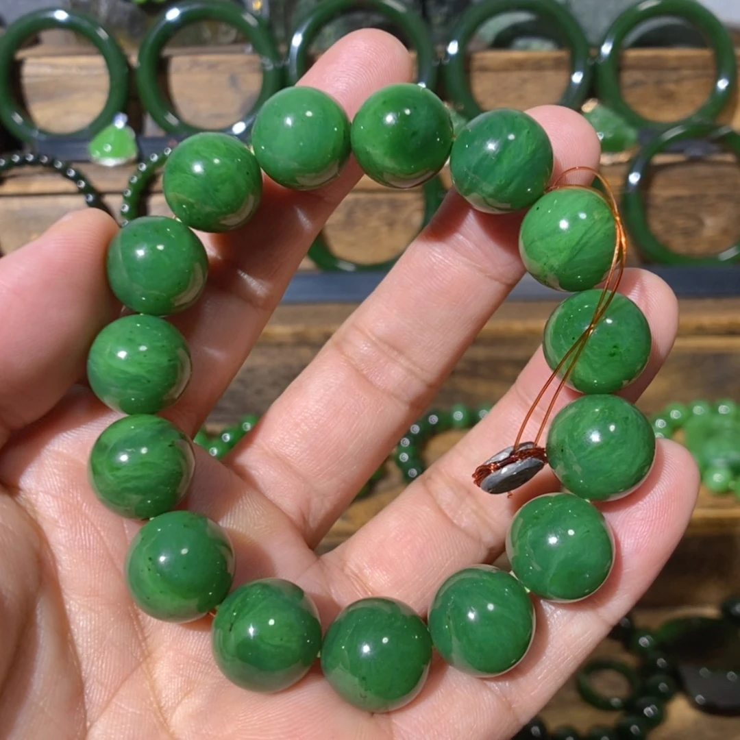 【闪购商品】吊坠(不含链)未镶嵌和田玉加拿大碧玉阳绿手串 14