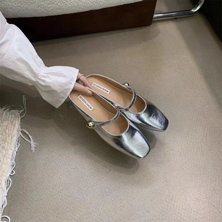 秋款法式高级感包头女生外穿半拖鞋女年秋季新款外穿平底复古小众