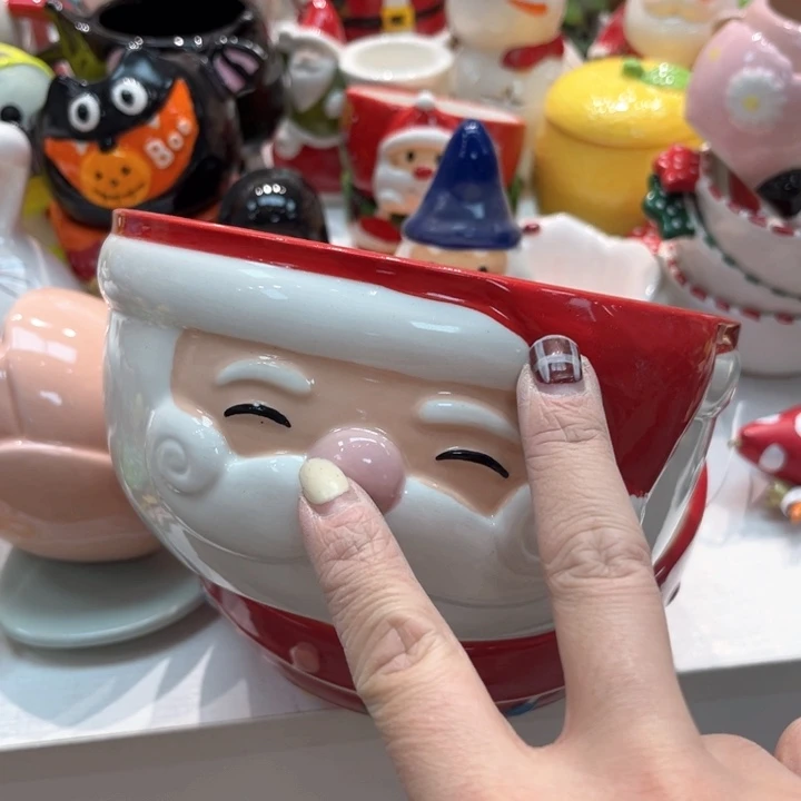 瓷片陶瓷福利完美慎拍圣诞老人碗手指的2个