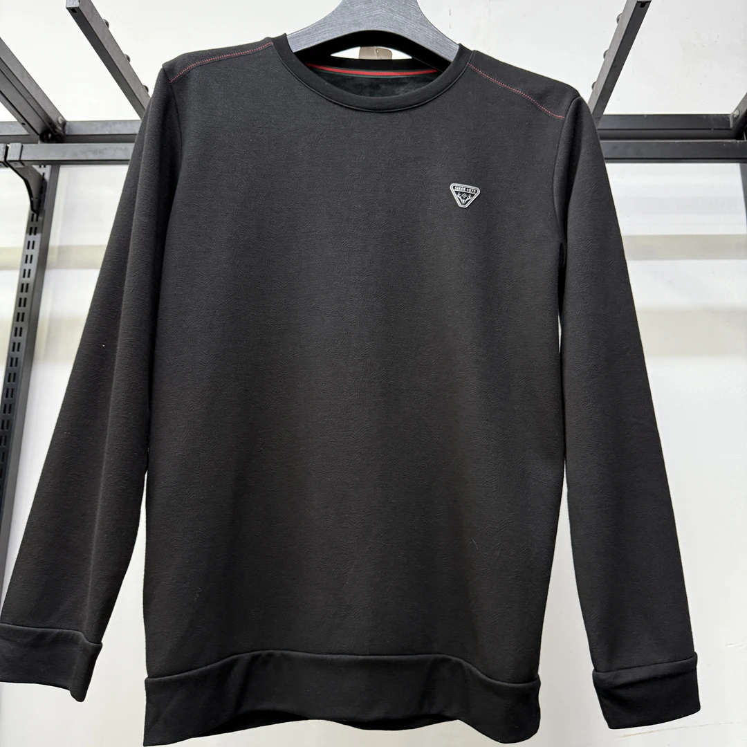 品牌剪标男士黑色加绒休闲时尚纯色卫衣长袖