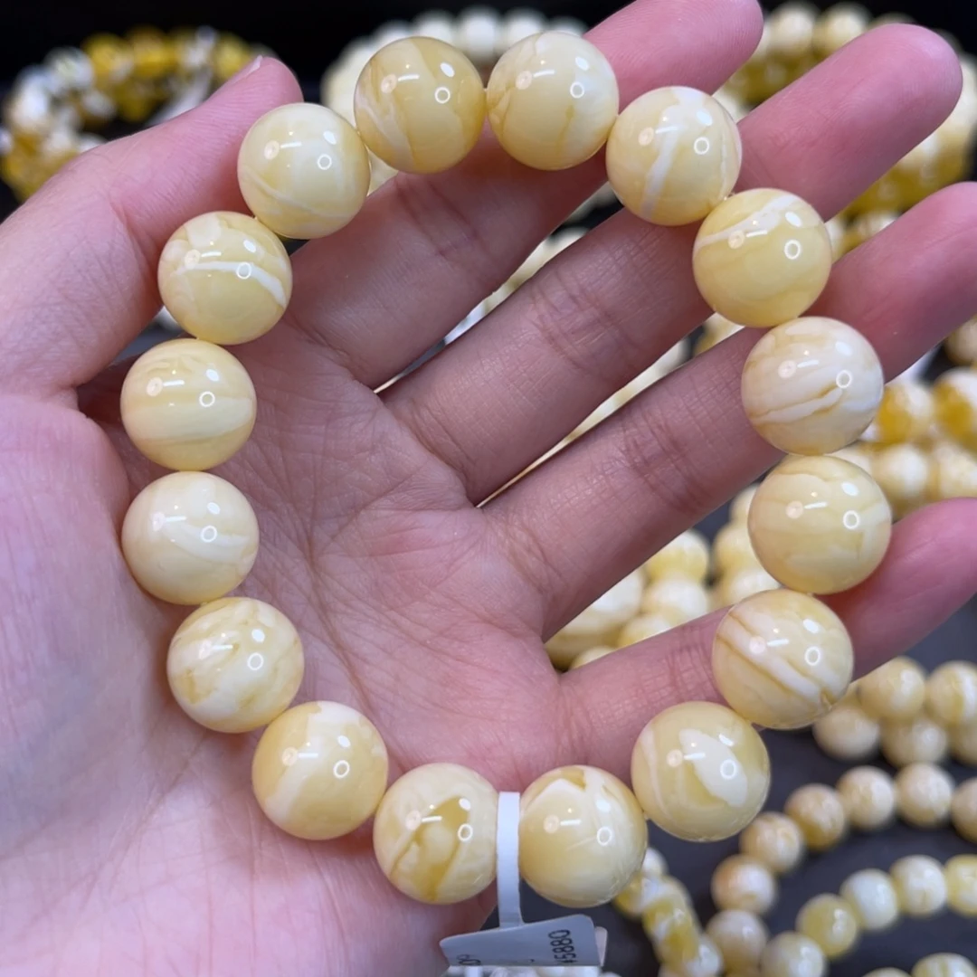 蜜蜡未镶嵌手链13mm同料浓蜡虎皮