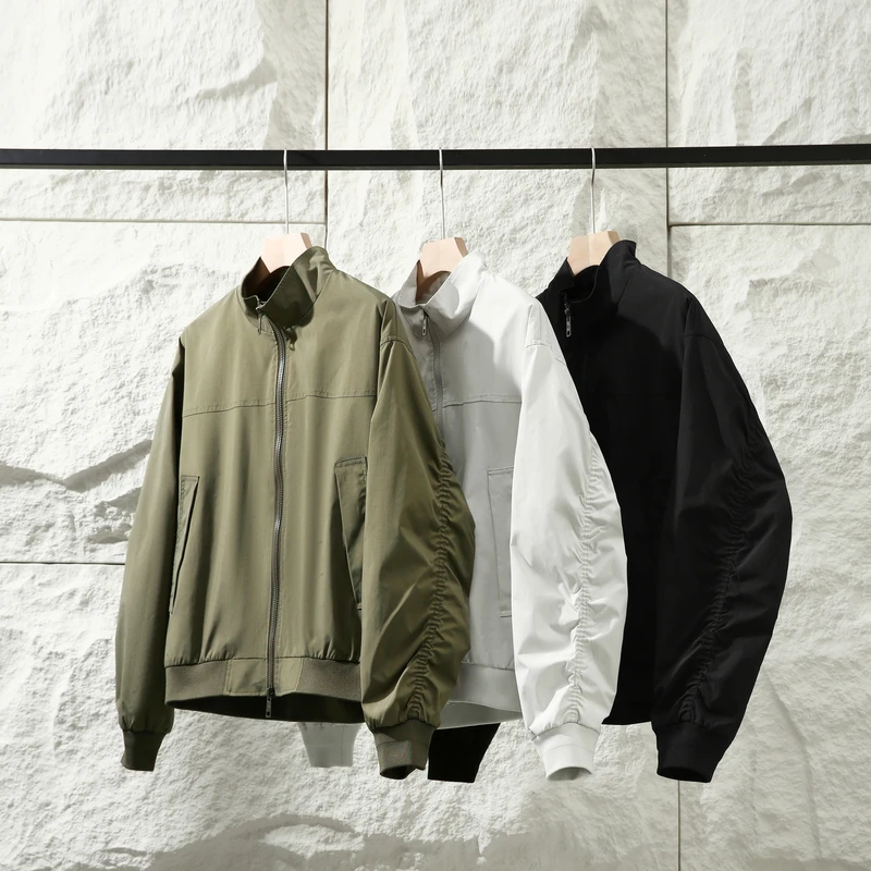 痞帅有型 春季男士时尚百搭休闲立领夹克简约潮流长袖外套-2607