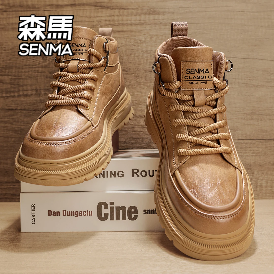 SENMA/森马马丁靴男款夏季增高厚底工装鞋户外运动复古英伦高帮鞋