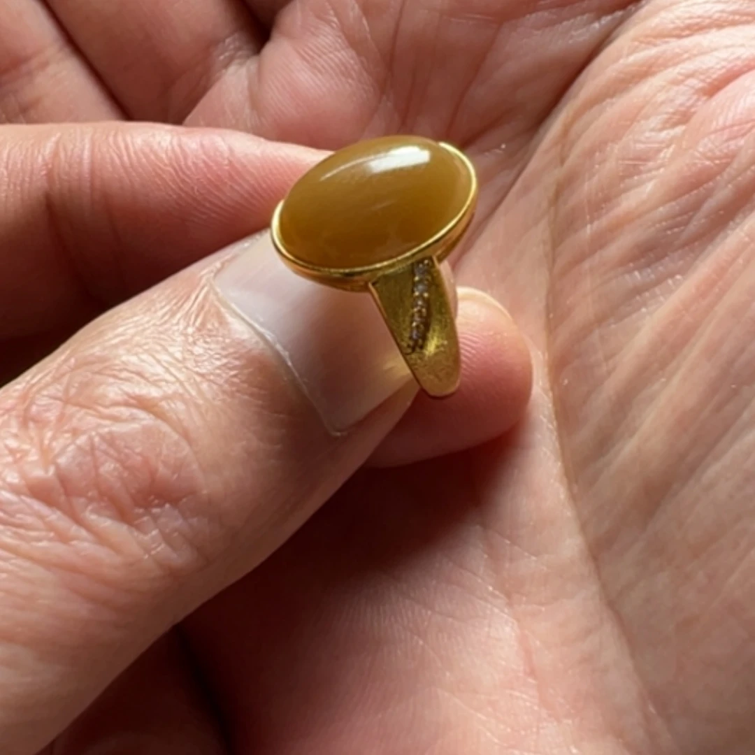 【闪购商品】银S925镶嵌戒指和田玉（糖玉）鹿*