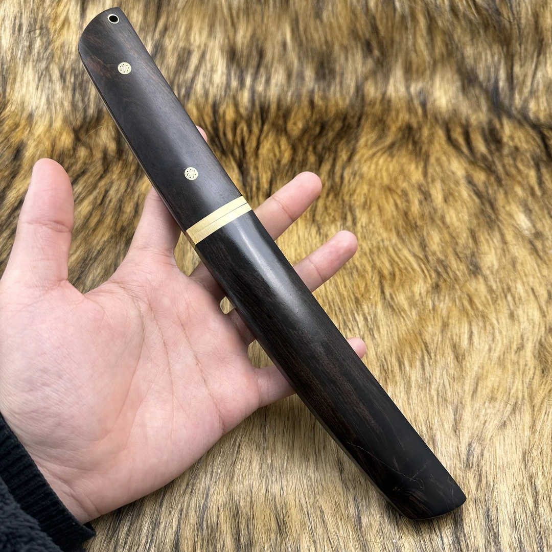 【黑武士】 重工紫光檀-鱼骨纹工匠锻造大马士革户外刀