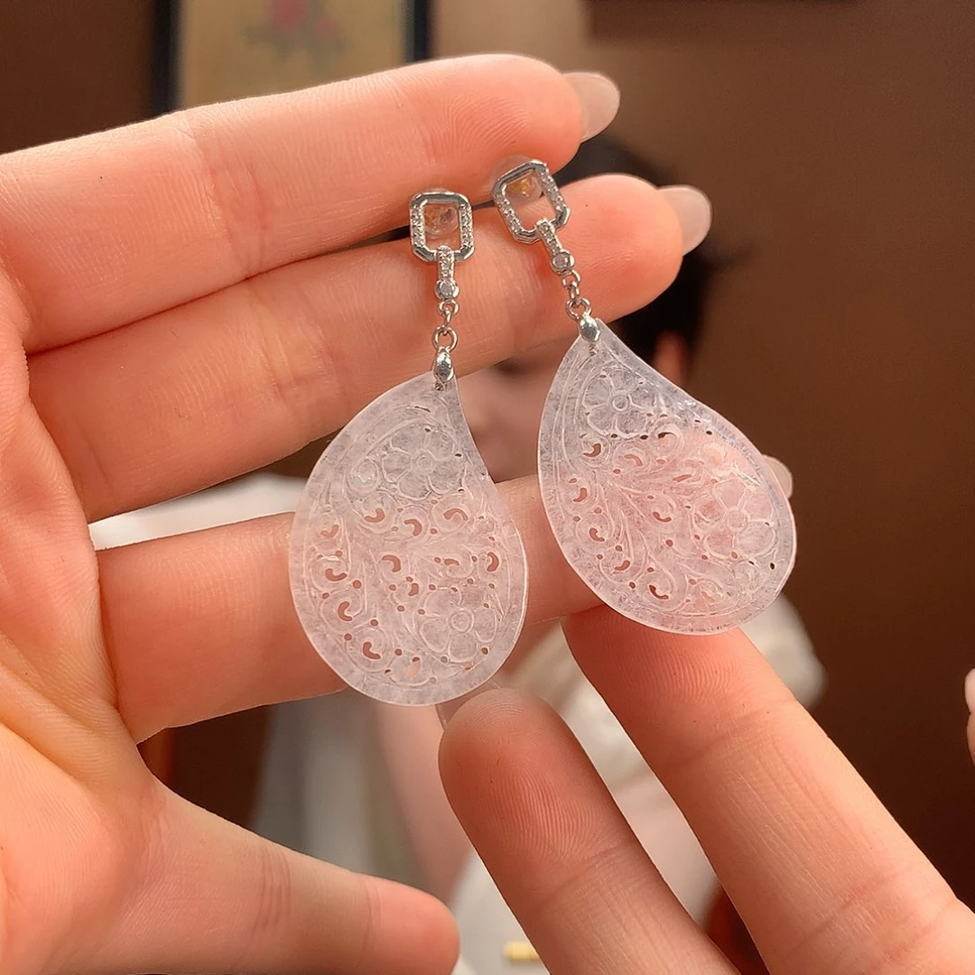 翡翠银S925镶嵌耳饰耳饰