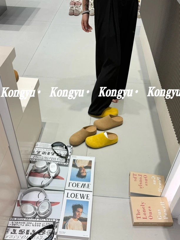 磨砂皮复古厚底包头半拖鞋女2025春季新款外穿百搭懒人一脚蹬单鞋