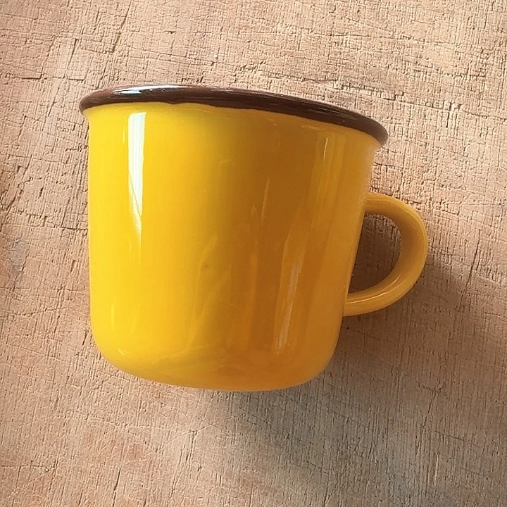 外贸尾单高温陶瓷黄色杯子两个