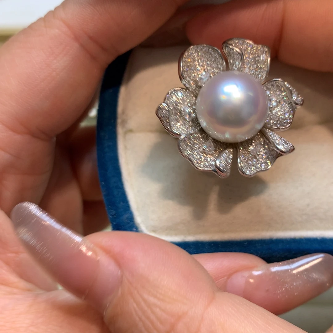 海水珍珠戒指银S925镶嵌