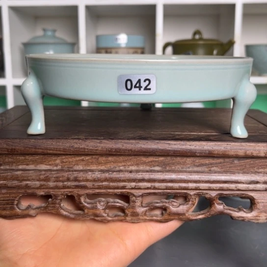 杯042仿古釉三足洗五支钉烧手工拉胚微瑕福利款裸发