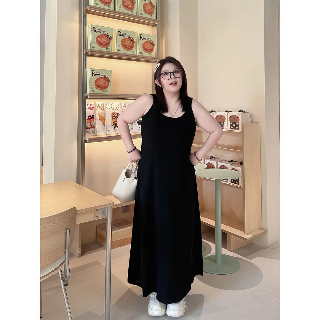 时髦欧尼 / 慵懒舒适显瘦吊带连衣裙9053花契200斤胖mm小众显瘦