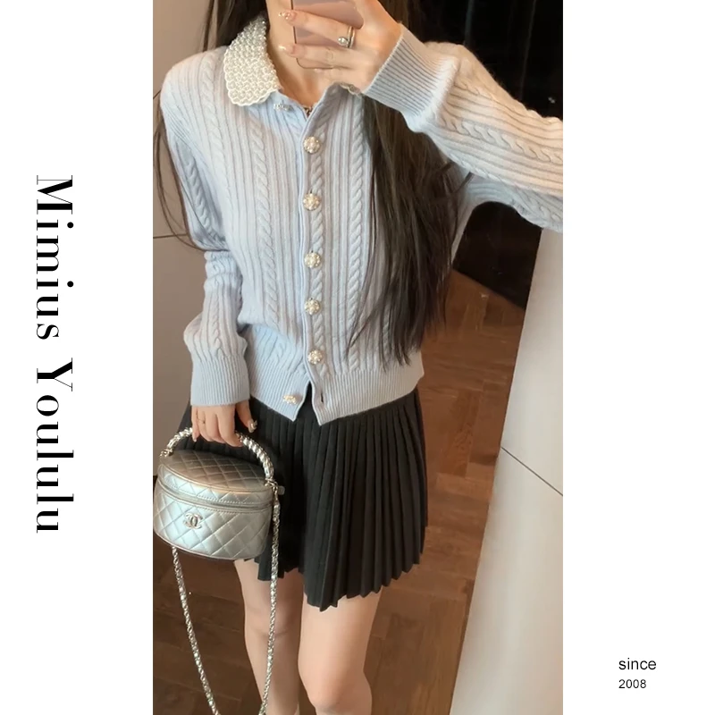 【mimius】&喵喵 重工珠绣娃娃领绞花开衫汉服() WF12081