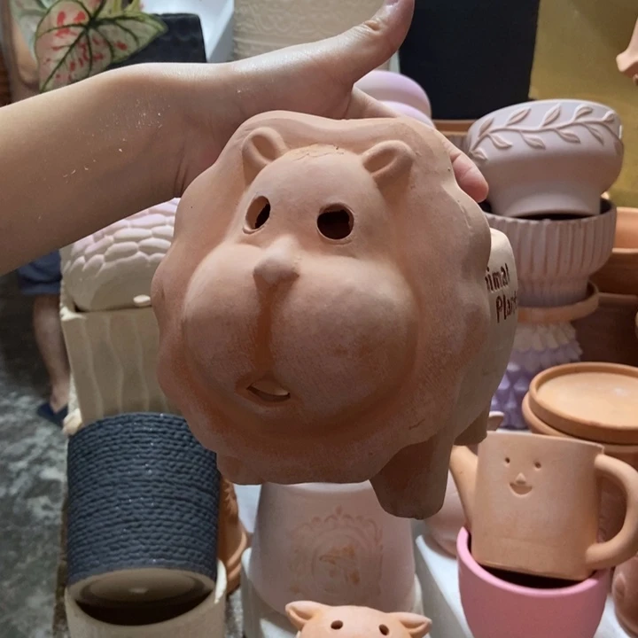 20×15 卡通小狮子半手工粗陶