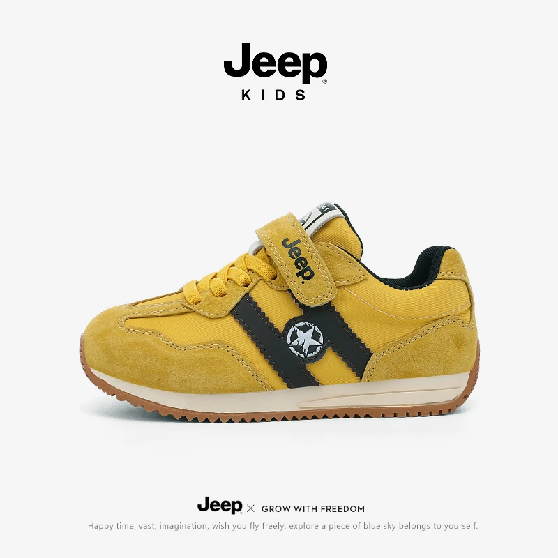 jeep儿童运动鞋男童2025新款秋季透气魔术贴阿甘鞋子软底童鞋女童