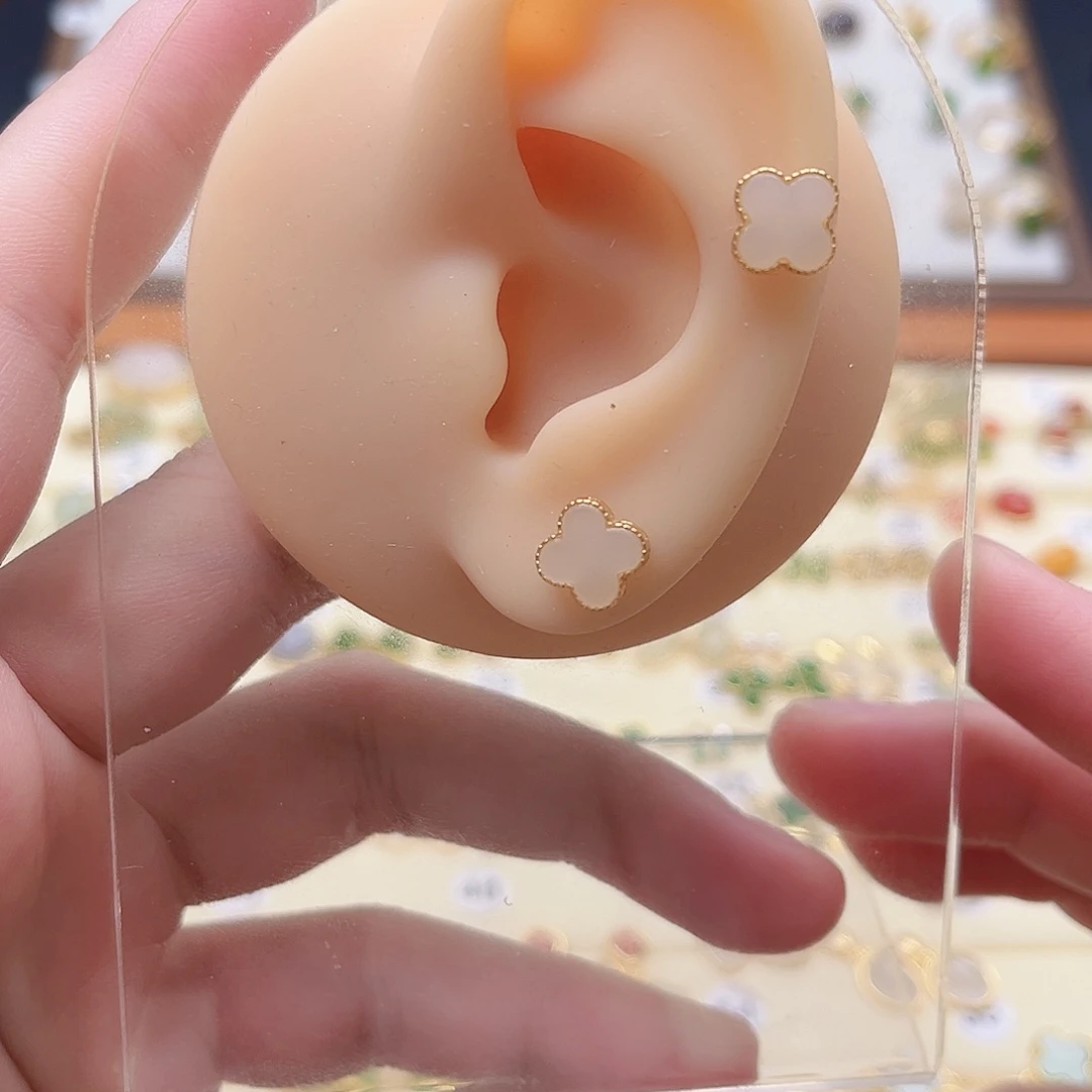 银S925镶嵌和田玉耳饰