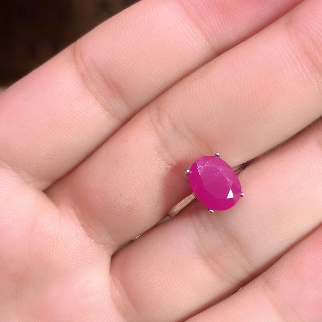 红宝石戒指银S925镶嵌