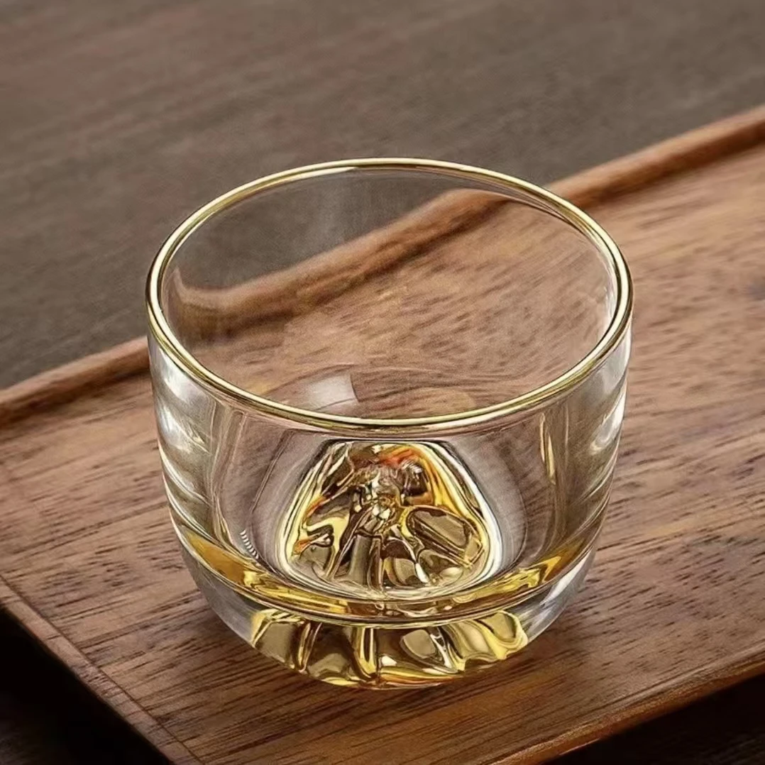 藏金主人杯家用茶杯高档手工透明展示主人杯子耐热无铅网红茶水杯