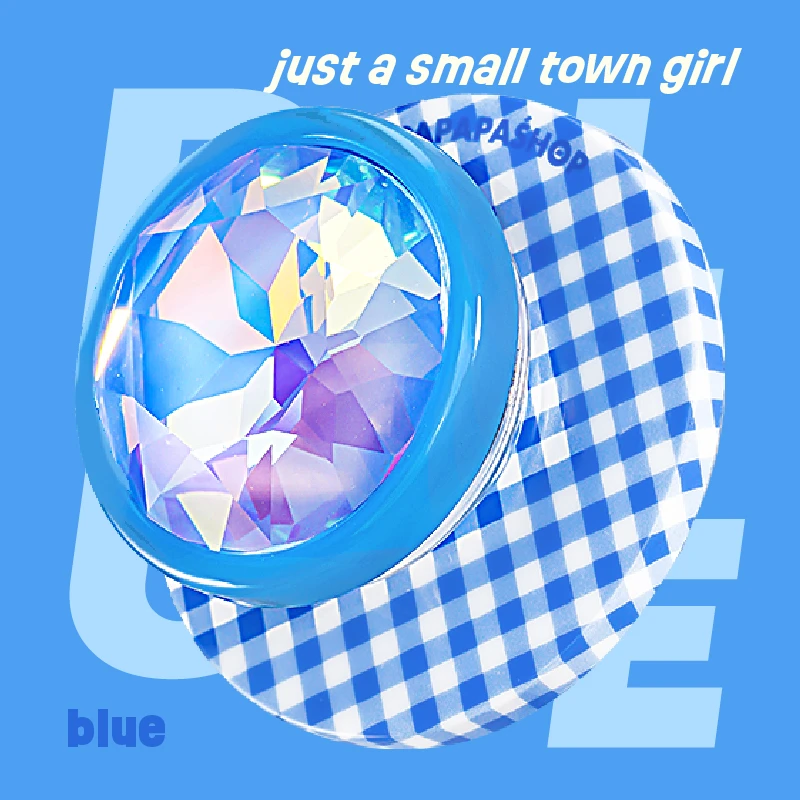 PaPaPa制造局 梦幻蓝白格钻石磁吸手机支架气囊通用可伸缩