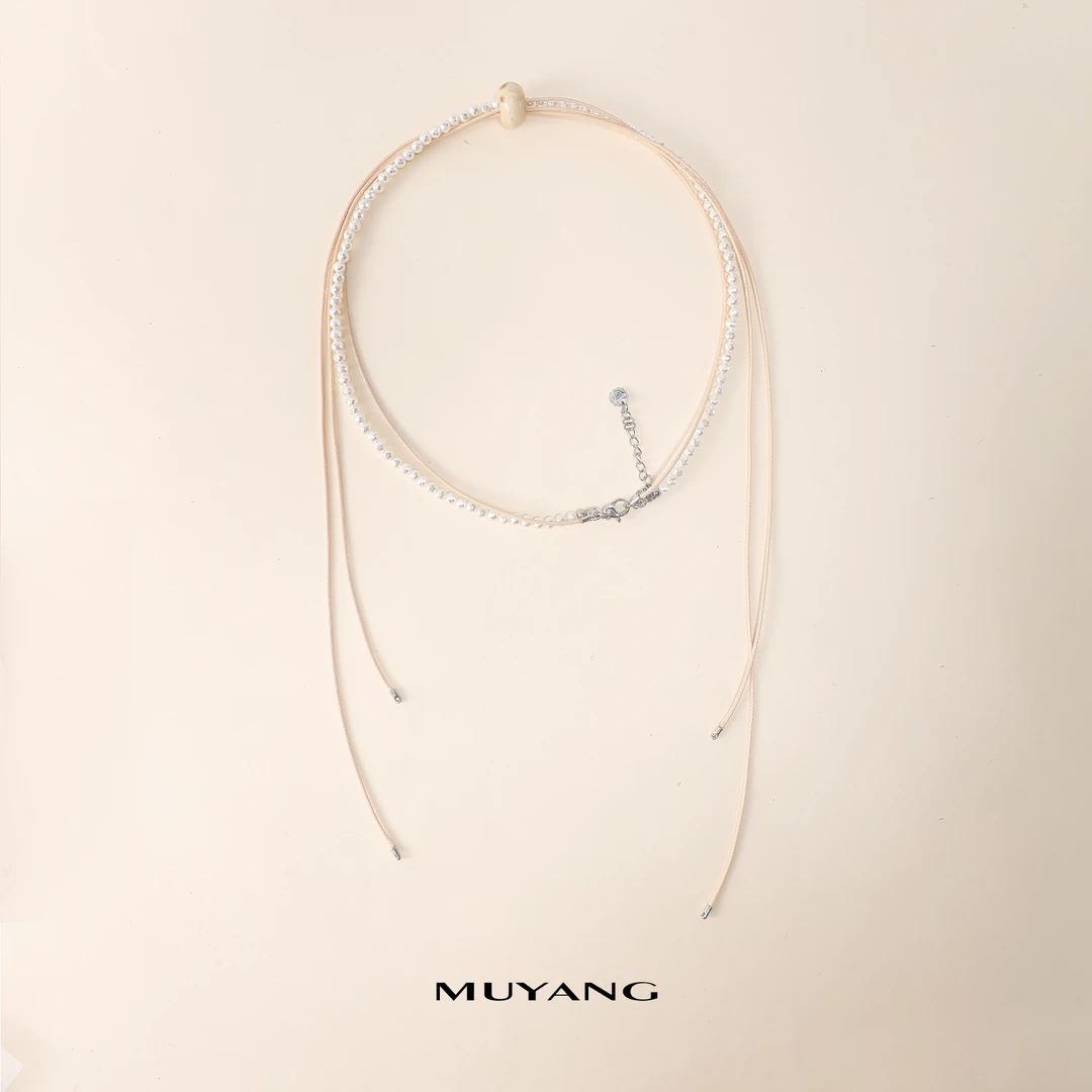 muyang/慕阳 钛钢仿珍珠项链 轻奢时尚气质百搭个性叠戴竹灵项链