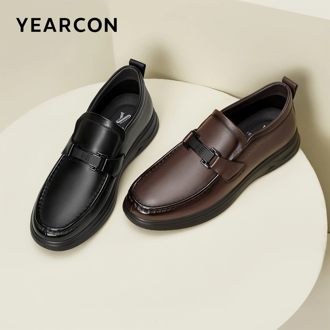 专柜正品意尔康休闲乐福鞋英伦风男士一脚蹬皮鞋真皮软底牛皮男鞋