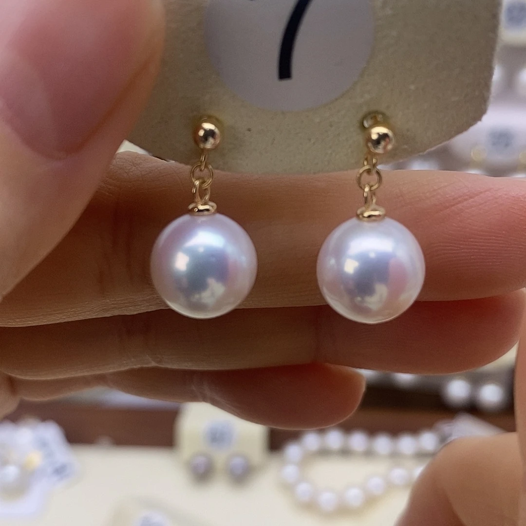 淡水珍珠耳饰银S925镶嵌