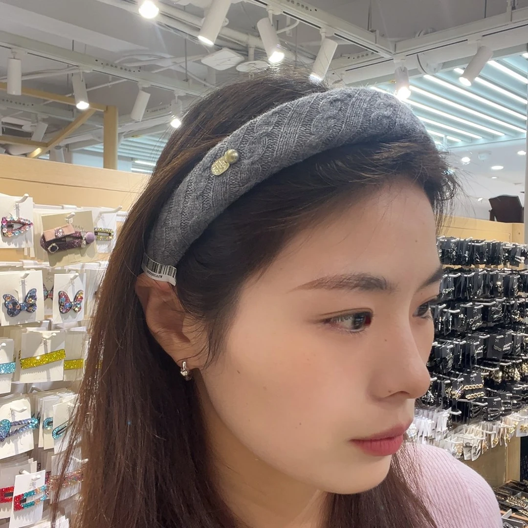 布艺铁合金灰色毛线发箍