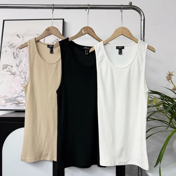 4981三色螺纹圆领简约百搭舒适打底背心