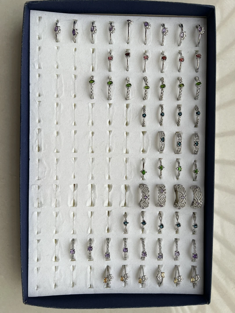 天然宝石水晶戒指合金材质随机发货