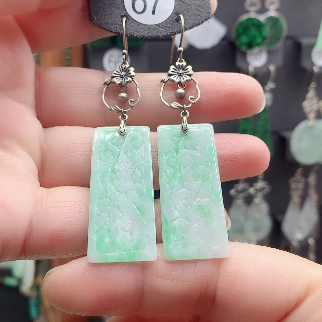 蔡***宁翡翠银S925镶嵌耳饰