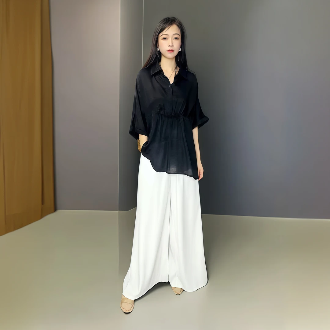 时尚休闲夏季宽松气质显瘦垂感不规则百搭上衣852