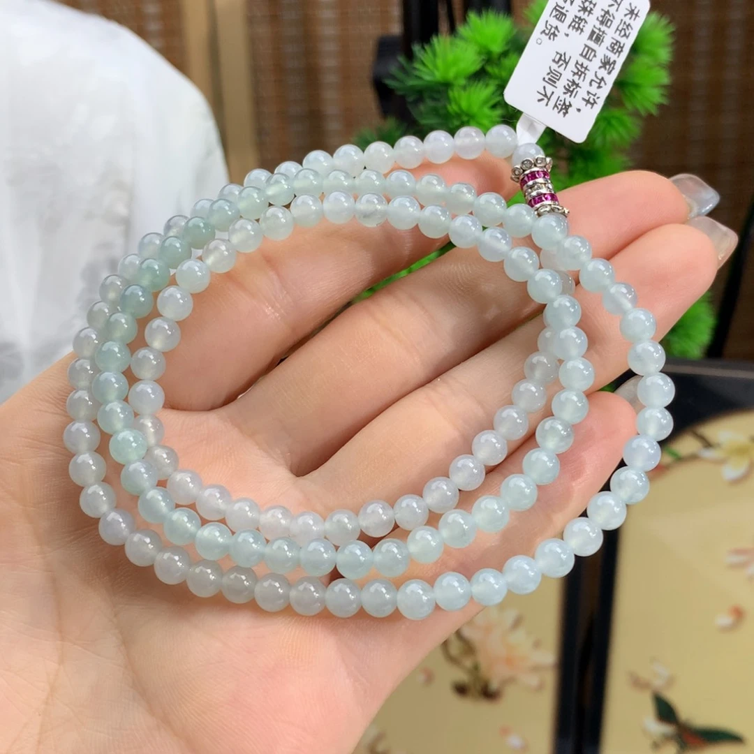 翡翠手链未镶嵌冰胶蓝底项链卡5m m