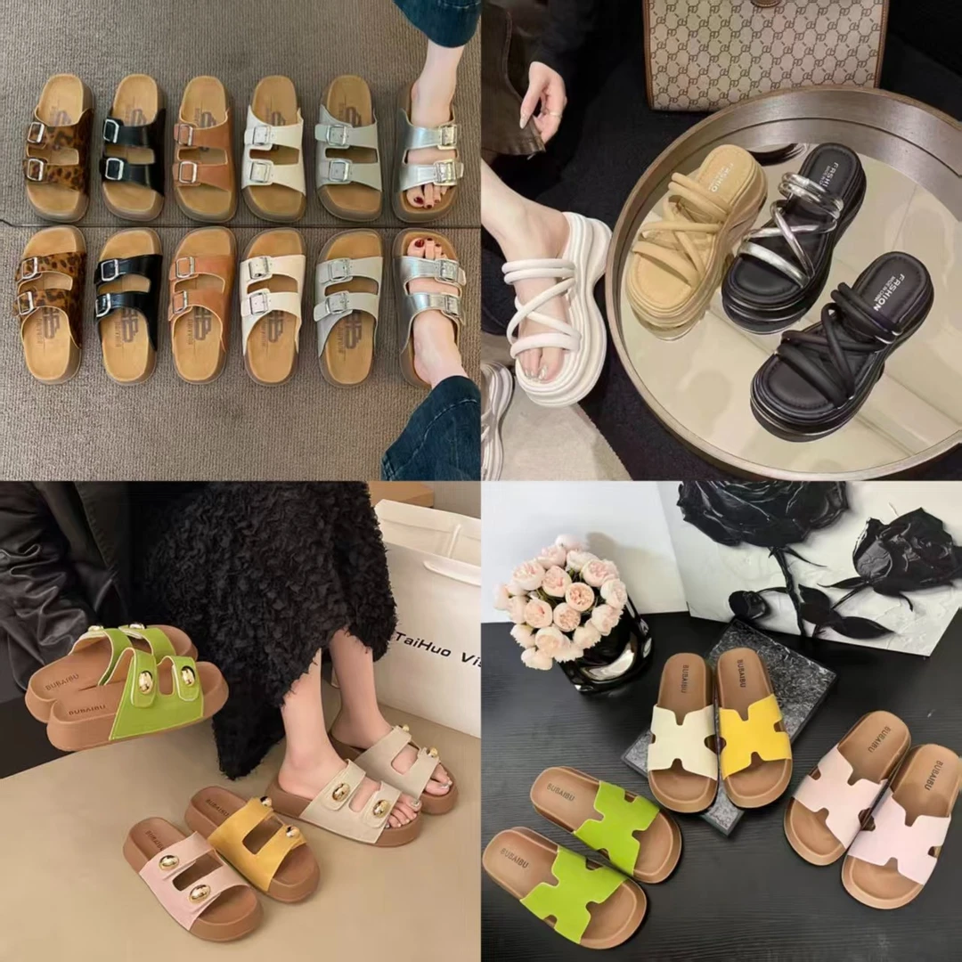 惠银莱新【撤柜款001-518】夏季爆款时尚百搭网红外穿蝴蝶结女拖鞋
