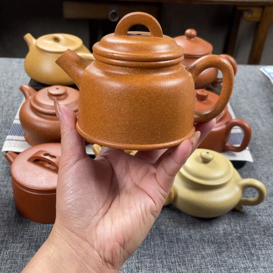 紫砂茶壶金黄段泥鱼罩全手30目210手工泥