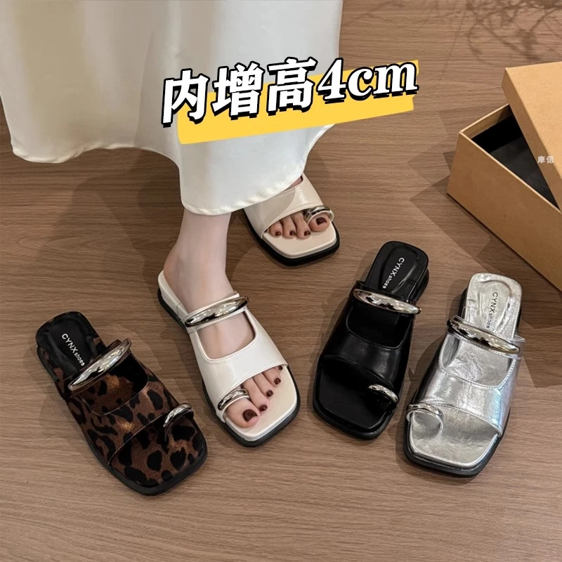 绝美坡跟厚底套趾凉拖鞋女夏外穿2025新款配裙子高级感时尚一字拖