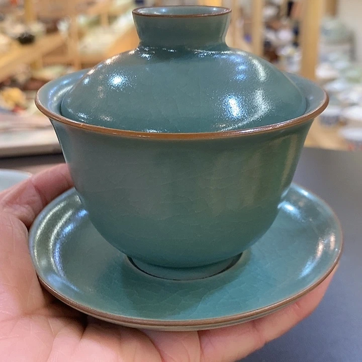 汝窑瓷器盖碗瓷器