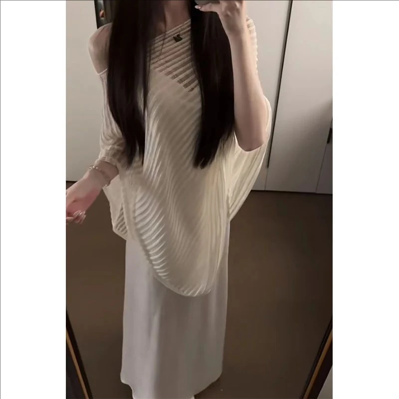 2025夏季新款修身显瘦穿搭设计感薄款上衣气质时尚收腰A字半身裙