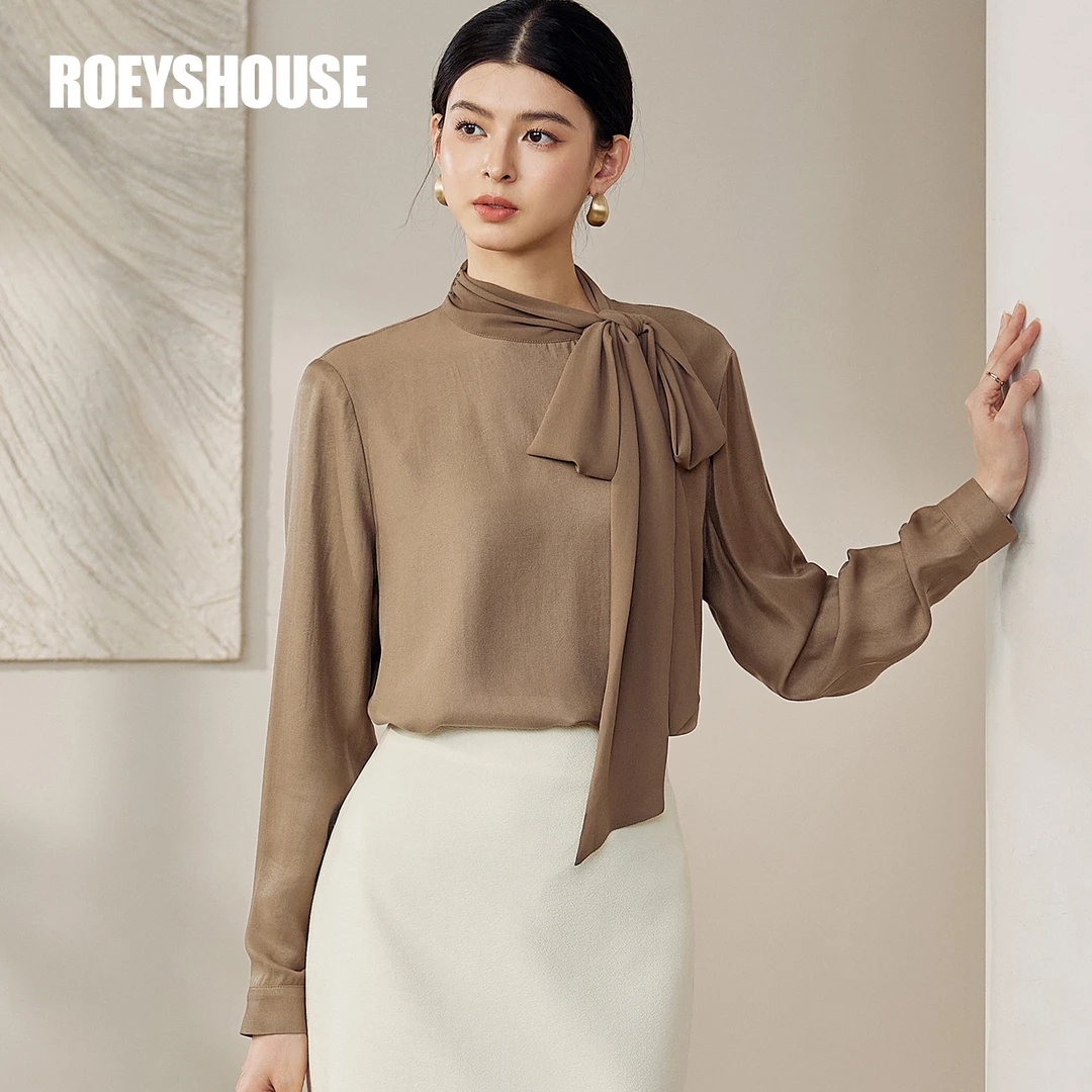 【RH】罗衣知性通勤衬衫2025秋季新款气质优雅系带衬衣上衣12715